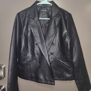 Marc New York Andrew Marc Faux Leather Black Button Jacket Womens Sz M NWT